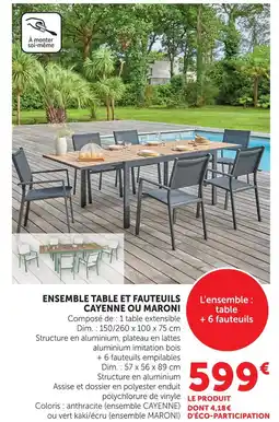 Hyper U Cayenne ou maroni ensemble table et fauteuils offre