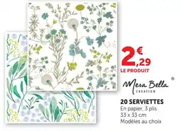 Hyper U Mesa bella 20 serviettes offre