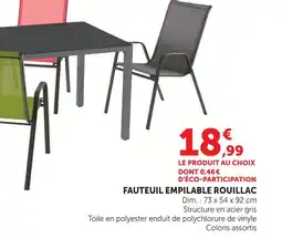 Hyper U Fauteuil empilable rouillac offre