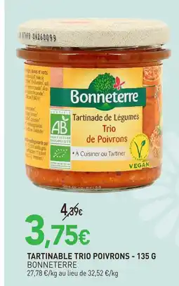 naturéO Bonneterre tartinable trio poivrons offre