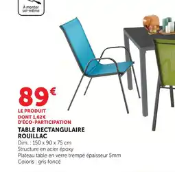 Hyper U Table rectangulaire rouillac offre