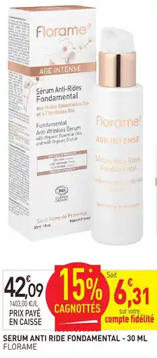naturéO Florame sérum anti-rides fondamental offre