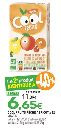 naturéO Vitabio cool fruits pêche abricot x12 offre