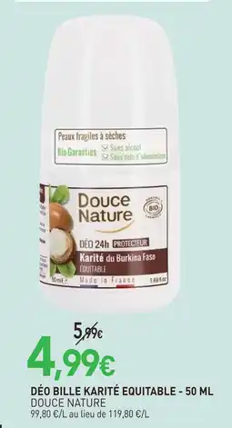 naturéO Douce nature déodorant bille karité équitable-50ml offre