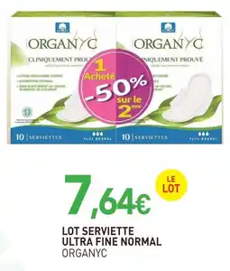 naturéO Organyc lot serviette ultra fine normal offre