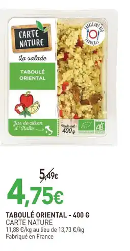 naturéO Carte nature taboulé oriental offre