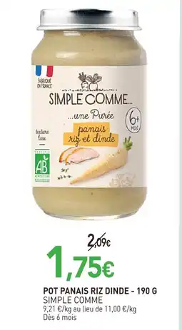 naturéO Simple comme purée panais riz et dinde- 190 g offre
