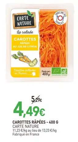 naturéO Carte nature carottes râpées - 400 g offre