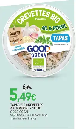naturéO Good ocean tapas bio crevettes ail & persil - 100 g offre