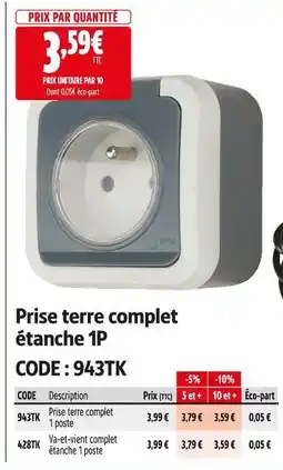 Screwfix Prise terre complet étanche 1p offre