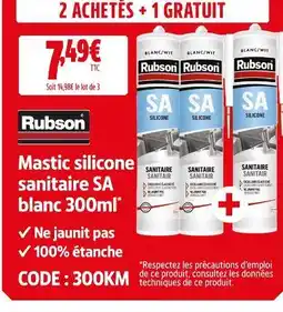 Screwfix Rubson mastic silicone sanitaire sa blanc 300ml offre