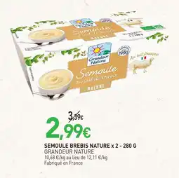 naturéO Grandeur nature semoule brebis nature x 2 offre