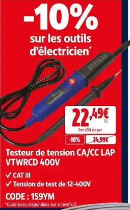 Screwfix Lap -10% sur les outils d’électricien offre