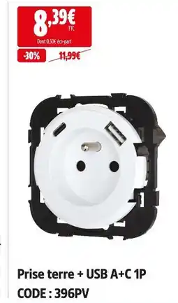 Screwfix Prise terre + usb a+c 1p offre