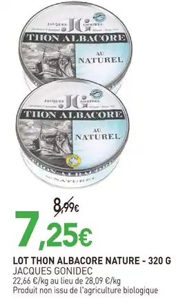 naturéO Jacques gonidec lot thon albacore nature - 320 g offre