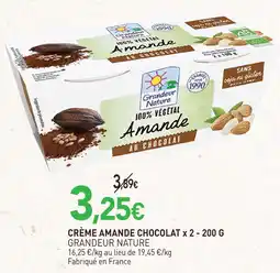 naturéO Grandeur nature crème amande chocolat x 2 - 200 g offre