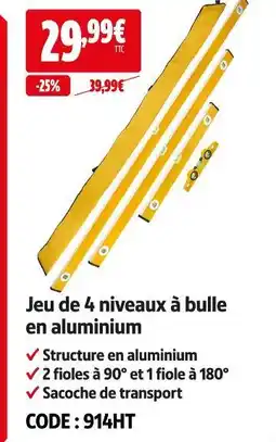 Screwfix Jeu de 4 niveaux à bulle en aluminium offre
