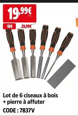 Screwfix Lot de 6 ciseaux à bois + pierre à affuter offre