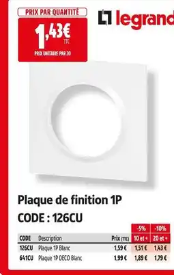 Screwfix Lrgrand plaque de finition 1p offre