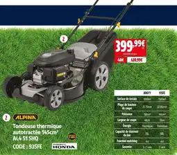 Screwfix Alpina tondeuse thermique autotractée 145cm³ al4 51 shq offre