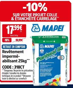 Screwfix Mapel revêtement imperméabilisant abilisant 25kg offre