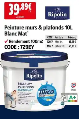 Screwfix Ripolin peinture murs & plafonds blanc mat offre