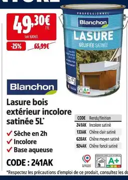Screwfix Blanchon lasure bois extérieur incolore satinée offre