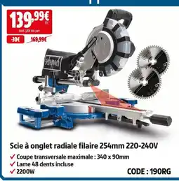 Screwfix Schppapch scie à onglet radiale filaire 254mm 220-240v offre