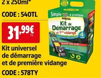 Kit universel de démarrage et de première vidange