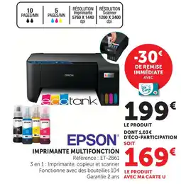 Hyper U Epson imprimante multifonction ecotank et-2861 offre