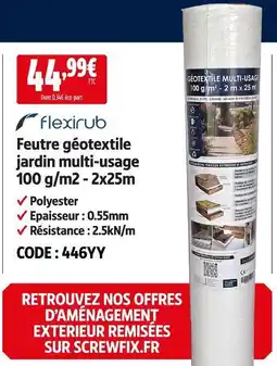 Screwfix Flexirub feutre géotextile jardin multi-usage 100 g/m2 - 2x25m offre