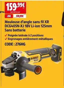 Screwfix Dewalt meuleuse d'angle sans fil xr dcg405n-xj 18v li-ion 125mm offre