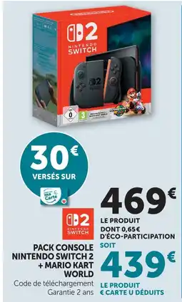 Hyper U Nintendo pack console nintendo switch 2 + mario kart world offre