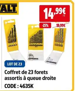 Screwfix Dewalt coffret de 23 forets assortis à queue droite offre
