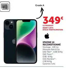 Hyper U Apple iphone 14 reconditionné offre