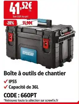 Screwfix Erbauer boîte à outils de chantier offre