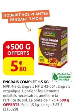 Rural Master Solabiol engrais complet 1.5 kg offre