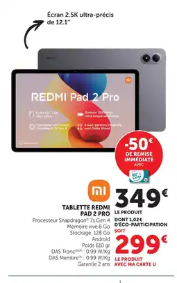 Hyper U Redmi tablette pad 2 pro offre
