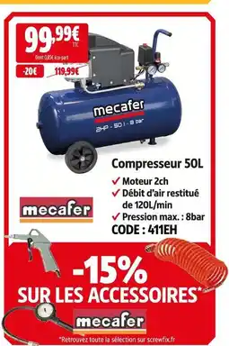 Screwfix Mecafer compresseur 50l offre