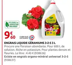 Rural Master Engrais liquide géraniums 3-2-5 offre