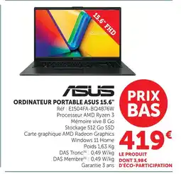Hyper U Asus ordinateur portable 15.6 offre