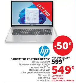 Hyper U Hp ordinateur portable hp 17,3 offre