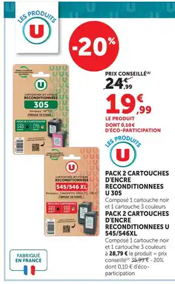 Hyper U U cartouches jet d'encre reconditionnées 305 offre