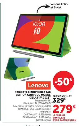 Hyper U Lenovo tablette idea tab edition coupe du monde de la fifa 2026 offre