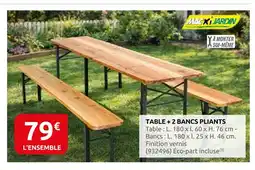 Rural Master Maxi jardin table + 2 bancs pliants offre