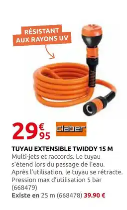 Rural Master Claber tuyau extensible twiddy 15 m offre