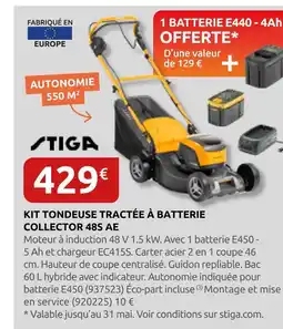 Rural Master Stiga kit tondeuse tractée à batterie collector 48s ae offre