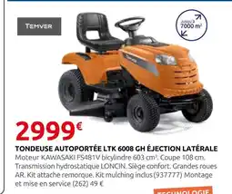 Rural Master Temver tondeuse autoportée ltk 6008 gh éjection latérale offre