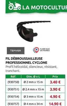 Rural Master Temver fil débroussailleuse professionnel cyclone offre
