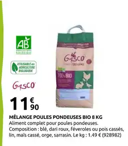 Rural Master Gasco mélange poules pondeuses bio 8 kg offre